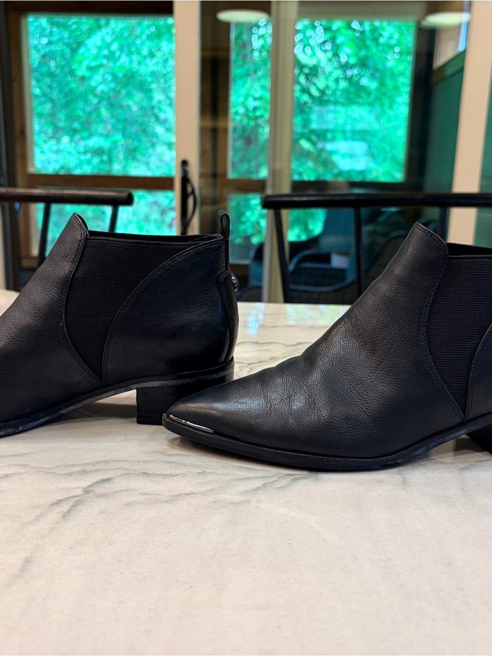 Marc Fisher Women's Black Leather Pointed Chelsea Ankle Boots